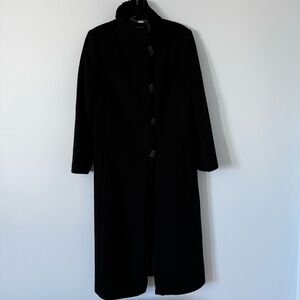 Windsmoor Black Wool-Cashmere Coat 12 Faux Fur Collar
